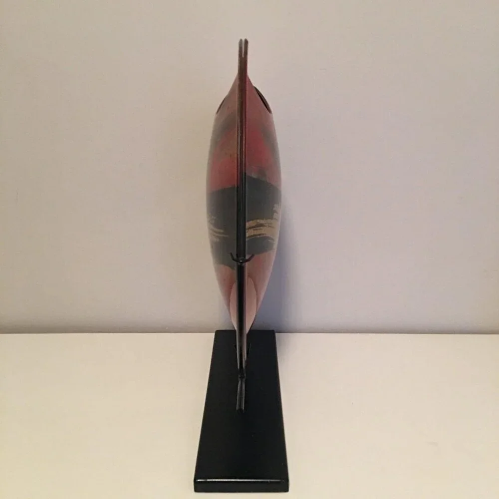 Hand-Painted Abstract Glass Decorative Vase With Stand